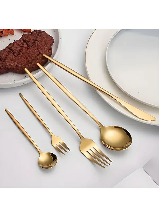 20 Piece Stainless Steel Dinnerware Set Golden Mirror Polish Cutlery Collection - Image 4